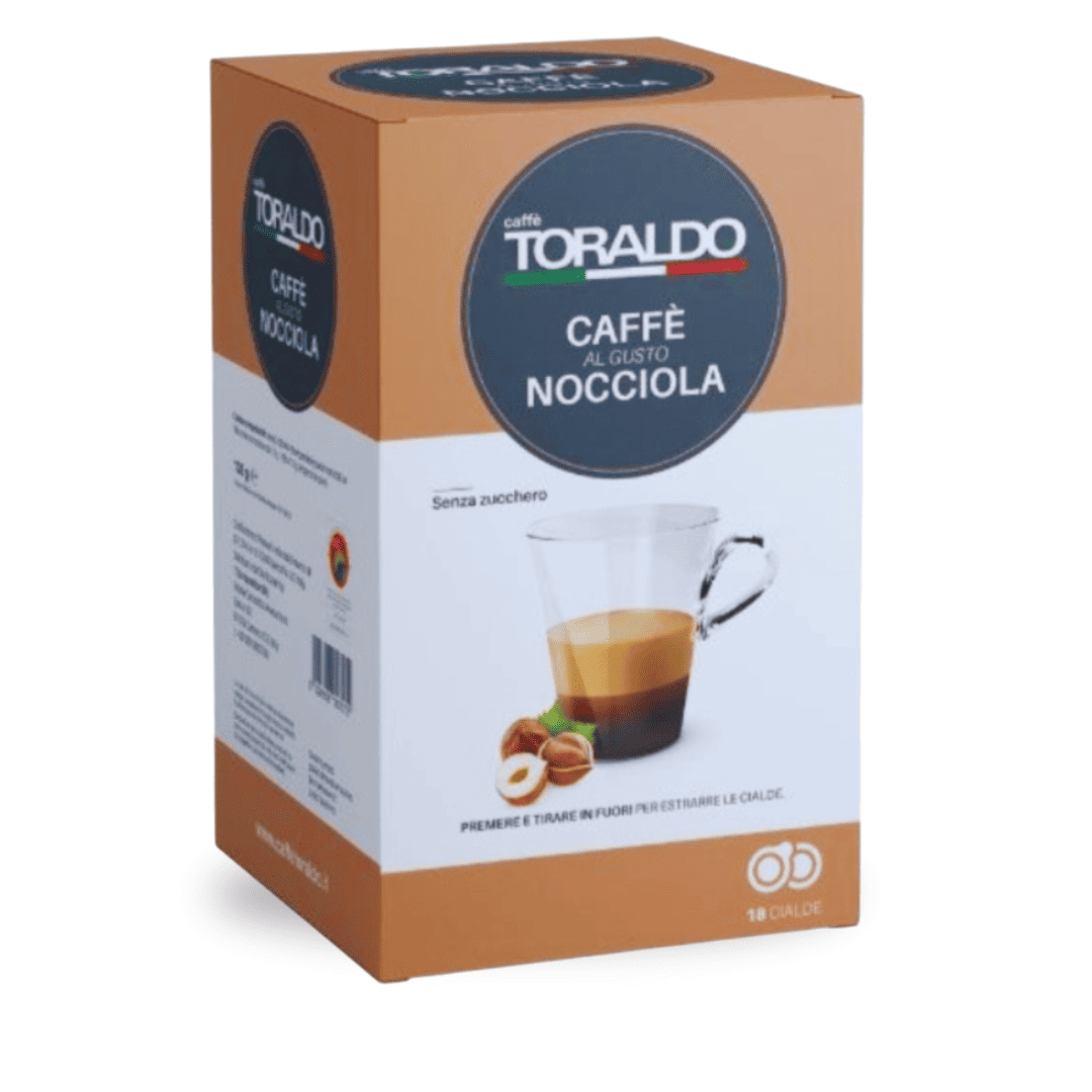 Toraldo Haselnuss ESE Pads – 18 Kaffeepads mit aromatischem Haselnussgeschmack für besonderen Kaffeegenuss