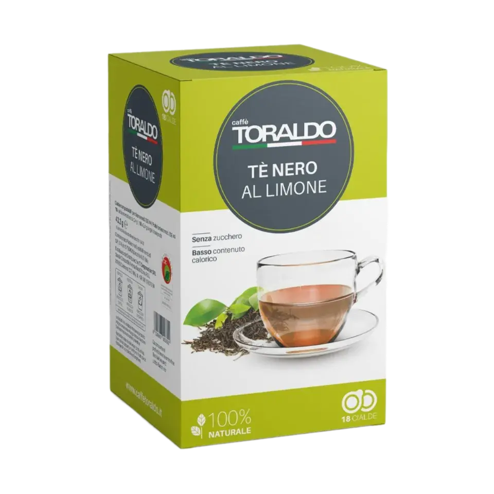 Toraldo Schwarztee Zitrone ESE Pads 18x 44mm | Italien