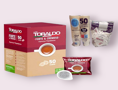Toraldo Kaffee Pads Forte & cremoso E.S.E 44 mm (50 Stück) + Kit