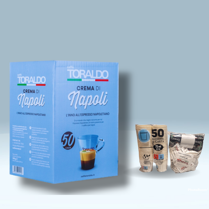 Toraldo Kaffee Pads Crema di Napoli 50 Stück+ Kit