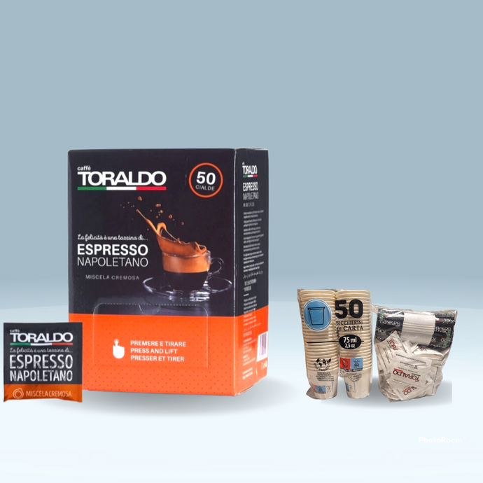 Toraldo Kaffee Pads Cremosa 50 Stück+ Kit