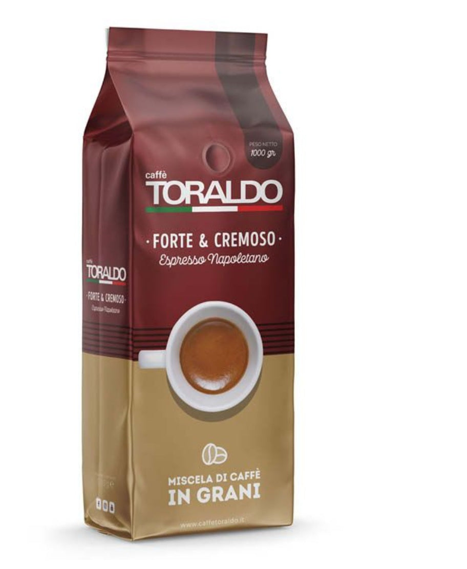 Caffè Toraldo Kaffeebohnen Forte & Cremoso – 1 Kg | Intensiver Espresso mit cremiger Crema