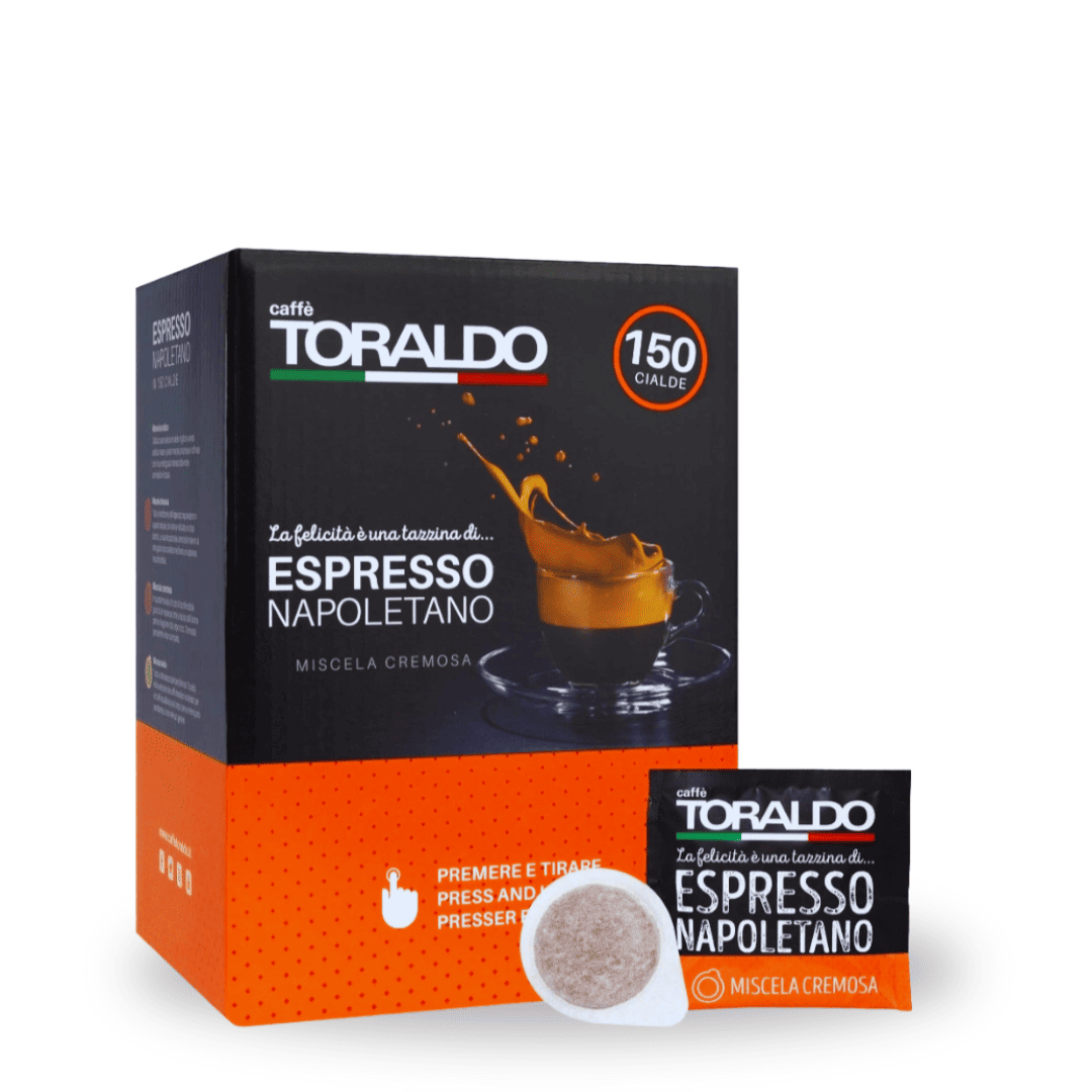 Detailaufnahme der Toraldo Cremosa E.S.E. Pads – 50 Stück, für intensiven Kaffeegenuss

