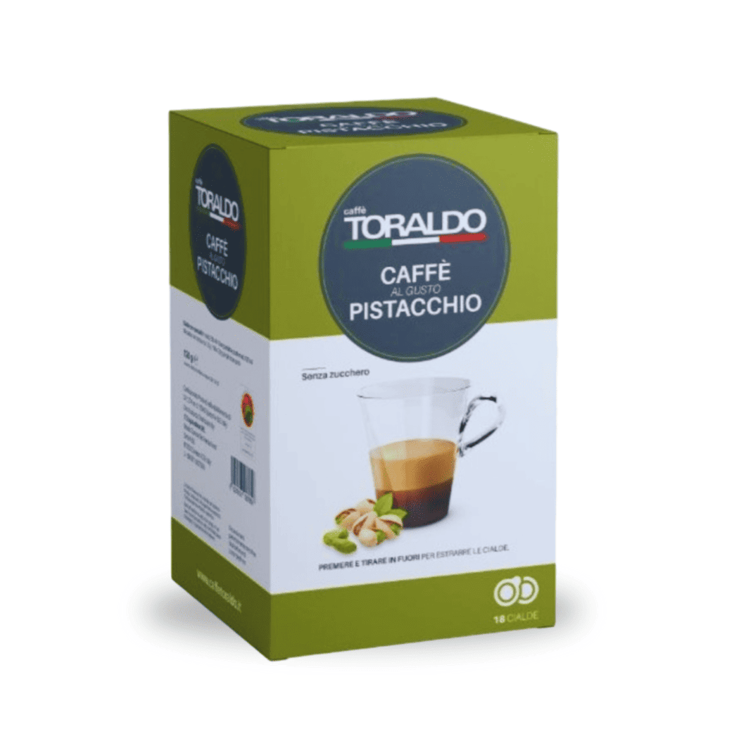 Toraldo Pistazien ESE Pads – 18 aromatische Kaffeepads mit feinem Pistaziengeschmack für außergewöhnlichen Espressogenuss


